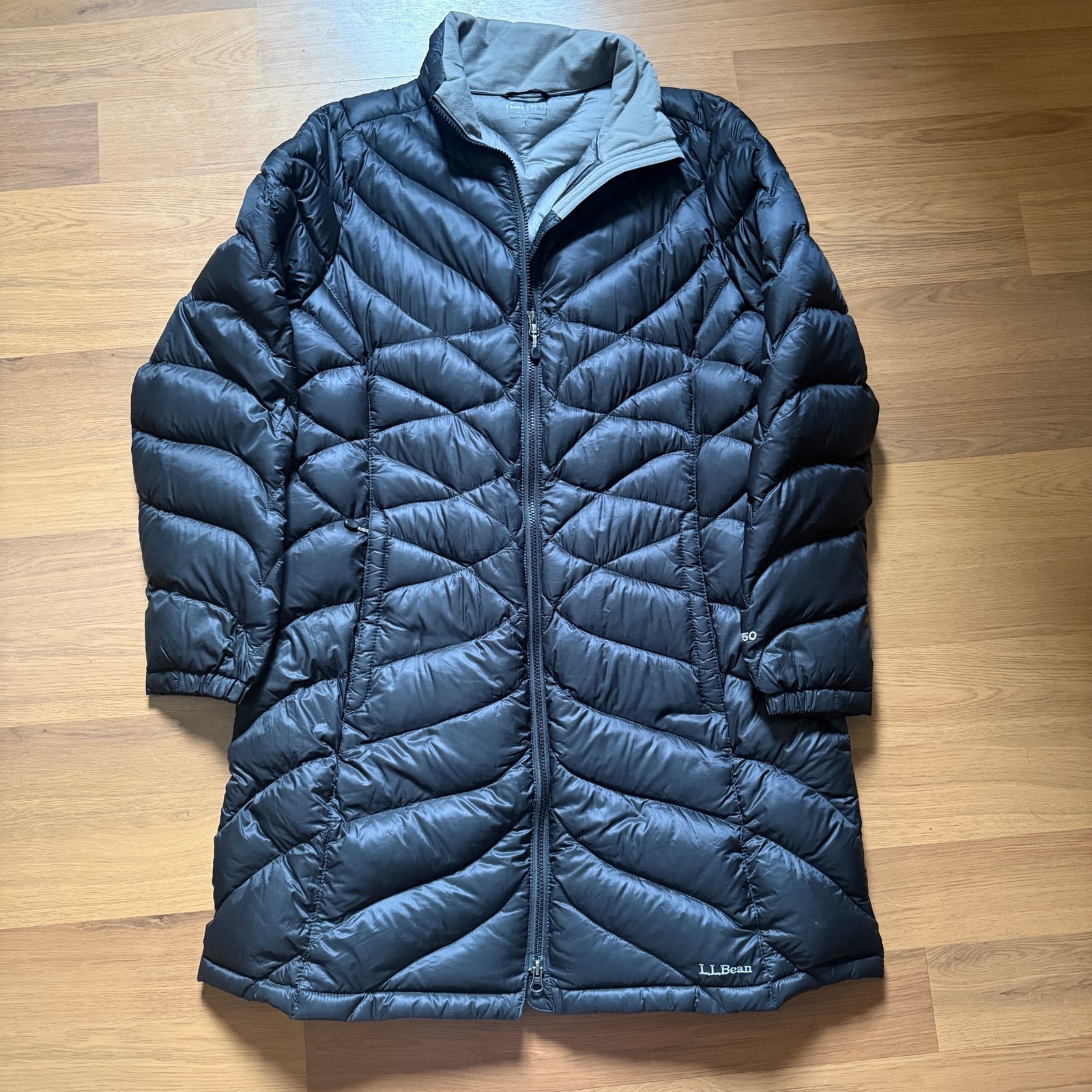 Women’s L.L. Bean Black Ultralight 850 Fill Goose Down Parka Jacket Coat Large